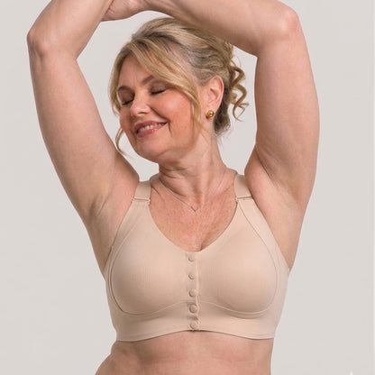 Big Size Front Button Bra Wireless Vest Style Anti-Sagging Lifting Bra for Middle-Aged Senior Women