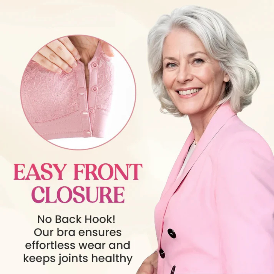Convenient Front Snap Bra for Elderly Wireless Soft Cotton Bra for Middle-Aged Senior Women Comfort